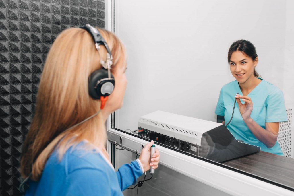 Audiologist at work.