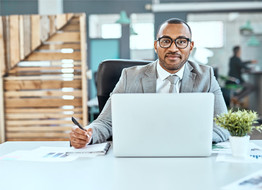 Man using a laptop.