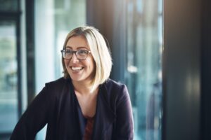 View Blog - Smiling business woman.